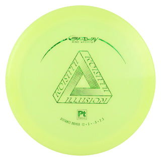 Gateway Disc Golf Platinum Illusion Distance Driver 12/5/-1/3 Yellow/Green Shatter 177 grams