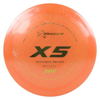Prodigy Disc Golf 500 X5 Distance Driver 13/5/-4/1 Orange/Olive 168 grams