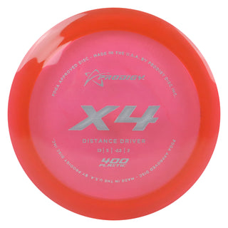 Prodigy Disc Golf 400 X4 Distance Driver 13/5/-2.5/2 Pink/Silver 173 grams
