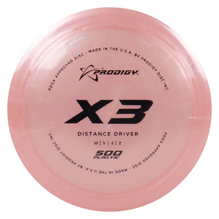 Prodigy Disc Golf 500 X3 Distance Driver 12/5/-1/2 Light Pink/Black 172 grams