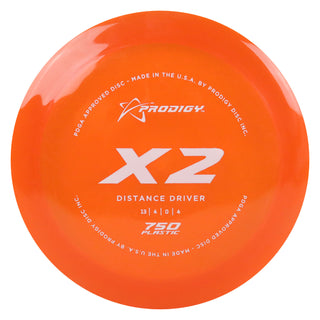 Prodigy Disc Golf 750 X2 Distance Driver 13/4/0/4 Orange/White 174 grams