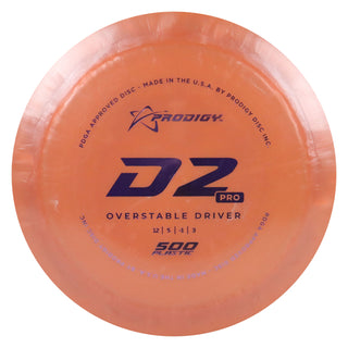Prodigy Disc Golf 500 D2 Pro Distance Driver 12/5/-1/3 Burnt Orange/Lavender 170 grams