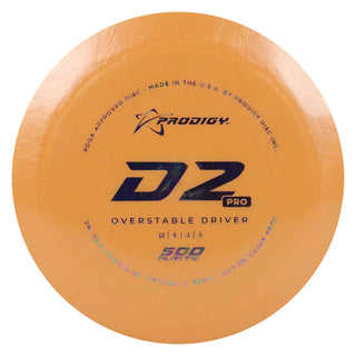 Prodigy Disc Golf 500 D2 Pro Distance Driver 12/5/-1/3 Light Orange/Oil Slick 173 grams