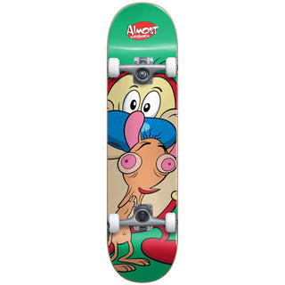 Almost Skateboard Complete Ren and Stimpy On My Back Green 7.0"