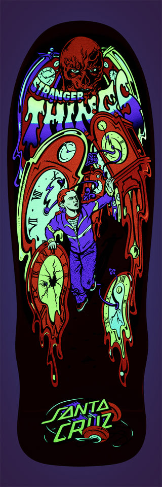 Santa Cruz x Stranger Things Skateboard Deck Grabke Max Melting Clock 9.7" x 29.4"