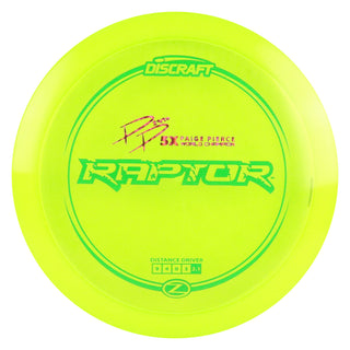 Discraft Disc Golf Paige Pierce Z Line Raptor Distance Driver 9/4/0/3 Yellow/Magenta Waves/Green 173-174g