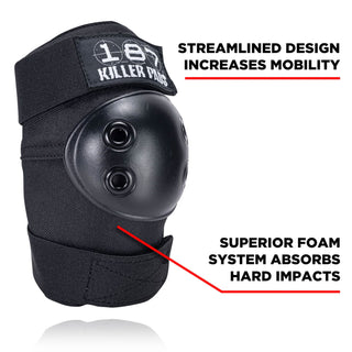187 Killer Pads Skateboard Killer Pads 6 Pack Knee/Elbow/Wrist Pads Black Size L/XL