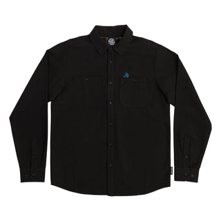 Santa Cruz Skateboard Longsleeve Button Up Shirt Screaming Hand Utility Black