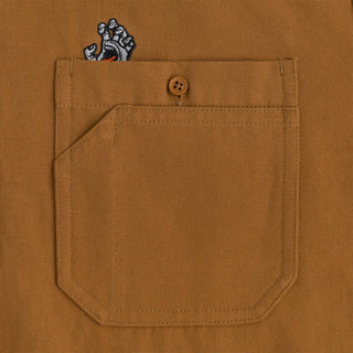 Santa Cruz Skateboard Longsleeve Button Up Shirt Screaming Hand Utility Dusty Brown