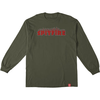 Spitfire Wheels Longsleeve Shirt Script Military Green