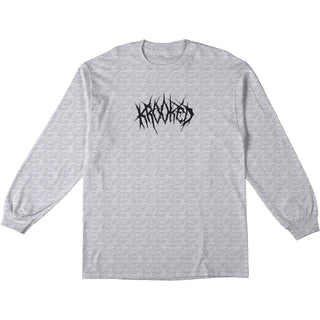 Krooked Skateboards Longsleeve Shirt Necro Skript Ash/Black