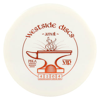 Westside Disc Golf VIP Anvil Midrange 4/2/0/4 White/Orange 174 grams