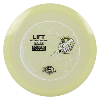 Streamline Disc Golf Eclipse Glow Lift Distance Driver 9/5/-2/1.5 Glow/Gold Foil 174 grams