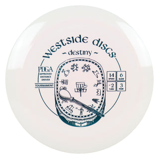 Westside Disc Golf Tournament Destiny Distance Driver 14/6/-2/3 White/Turquoise 174 grams