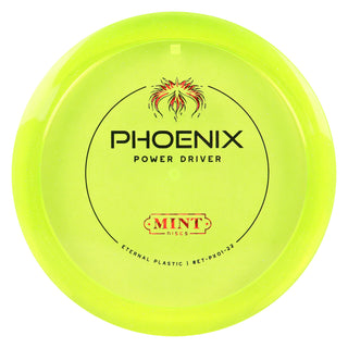 Mint Disc Golf Eternal Phoenix Fairway Driver 9/3/0/4 Lime Flake/Red Shatter 167 grams