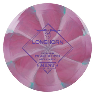 Mint Disc Golf Apex Swirl Longhorn Distance Driver 11/4/-1/2.5 Blush/Purple 166 grams