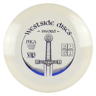 Westside Discs Disc Golf VIP Sword Distance Driver 12/5/-0.5/2 White/Indigo 176 grams