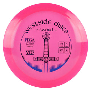 Westside Discs Disc Golf VIP Sword Distance Driver 12/5/-0.5/2 Pink Shimmer/Indigo 176 grams