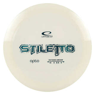Latitude 64 Disc Golf Opto Stiletto Distance Driver 13/3/0.5/5 White/Turquoise 176 grams