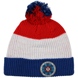 Girl Skateboard Beanie Snowflake Pom Red/White/Blue Cap