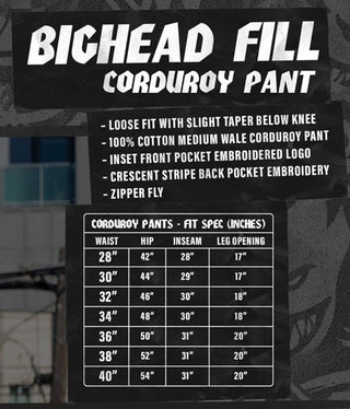 Spitfire Wheels Pants Bighead Fill Corduroy Brown