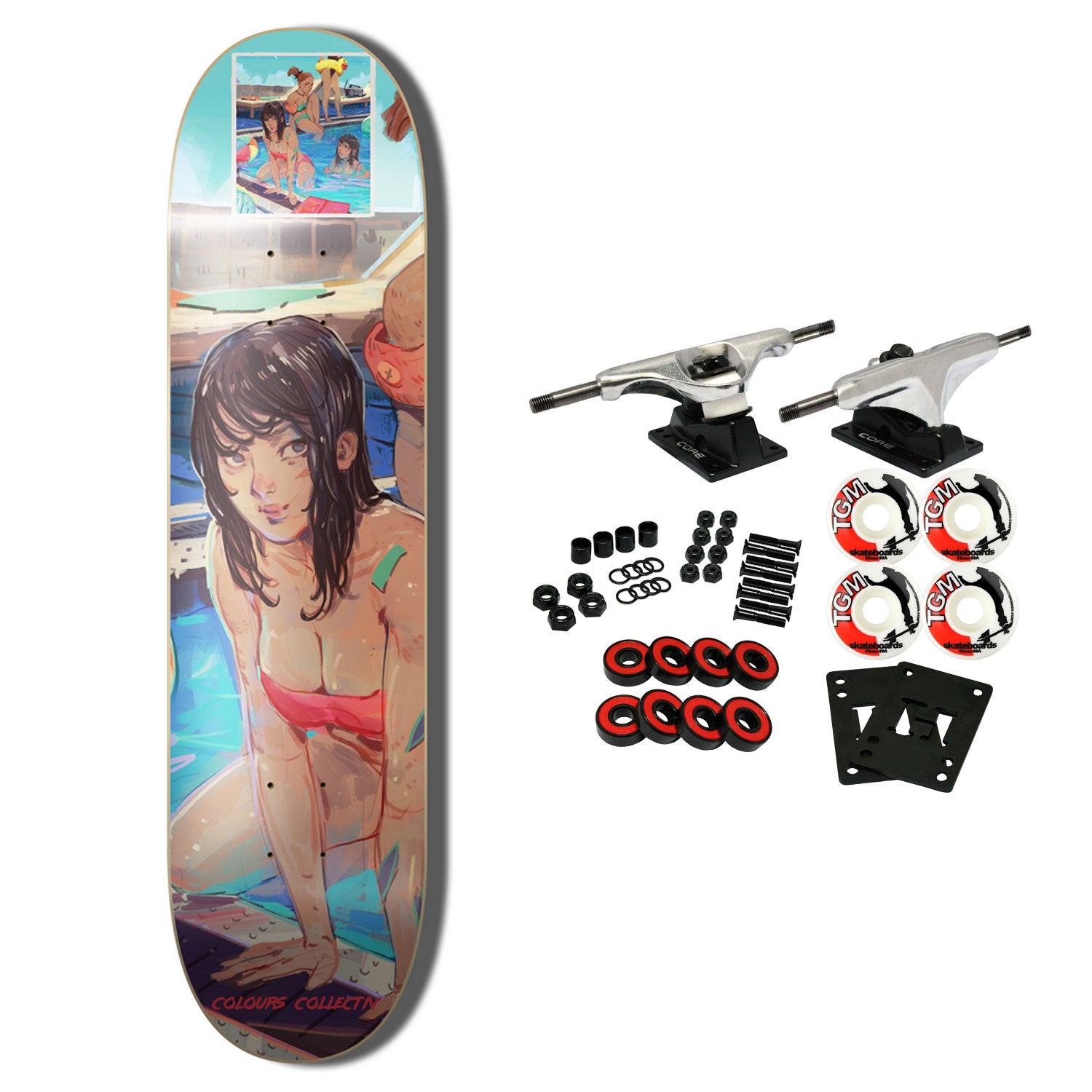 Colours Collectiv Skateboard Complete 2D Panda Rachel 8.1