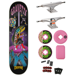 Creature Premium Skateboard with Indy Trucks, Slime Balls Wheels 8.3" Gravette Nightlife