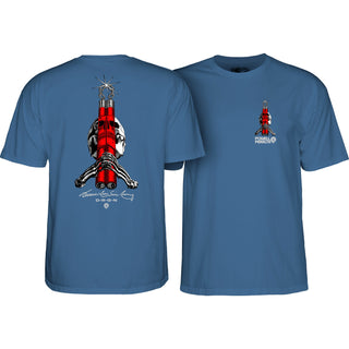 Powell Peralta Skateboard Shirt Bruce Lee Skull and Nunchucks Indigo Blue