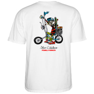 Powell Peralta Skateboard Shirt Steve Caballero Chopper Bike White