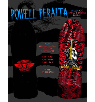 Powell Peralta Skateboard Deck GeeGah Skull Sword Red Foil Old School Reissue
