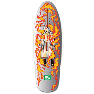 Everybody Skates Skateboard Complete Burning Klansman Big Board Silver 12.3" x 40" with Independent Trucks, Spitfire Wheels