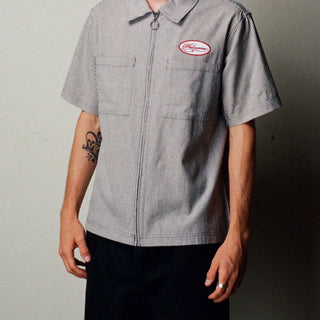Welcome Skateboards Shirt Garage Oxford Zip Black/Grey