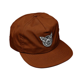 Pig Skateboard Snapback Hat Pig Head Unstructured Mustard