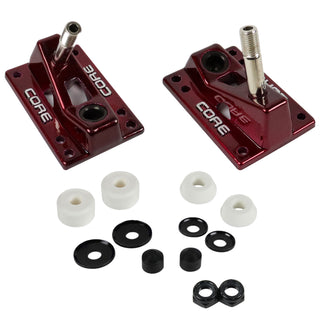 Core Trucks 6-Hole Baseplates Hollow Kingpin Red with 95A Bushings (2-Pack)
