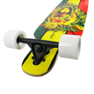 Krown Longboard Complete Elite Drop Through Rasta Lion - White Wheels
