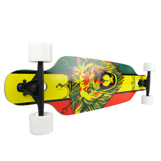 Krown Longboard Complete Elite Drop Through Rasta Lion - White Wheels