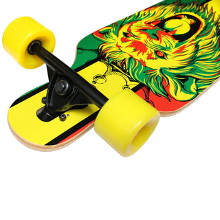 Krown Longboard Complete Elite Drop Through Rasta Lion - Yellow Wheels