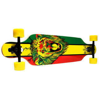 Krown Longboard Complete Elite Drop Through Rasta Lion - Yellow Wheels