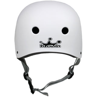 Krown White Shell with Grey Strap Skateboard Helmet, Adult One Size