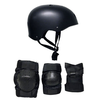 Skateboard Helmet Elbow/Knee/Wrist Pad Combo Skateboarding Skate Park Safety Kit Black Helmet Large Pads