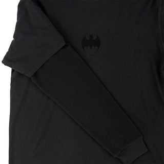 Welcome x Batman Skateboard Longsleeve Bat Signal Layered Knit Washed Black