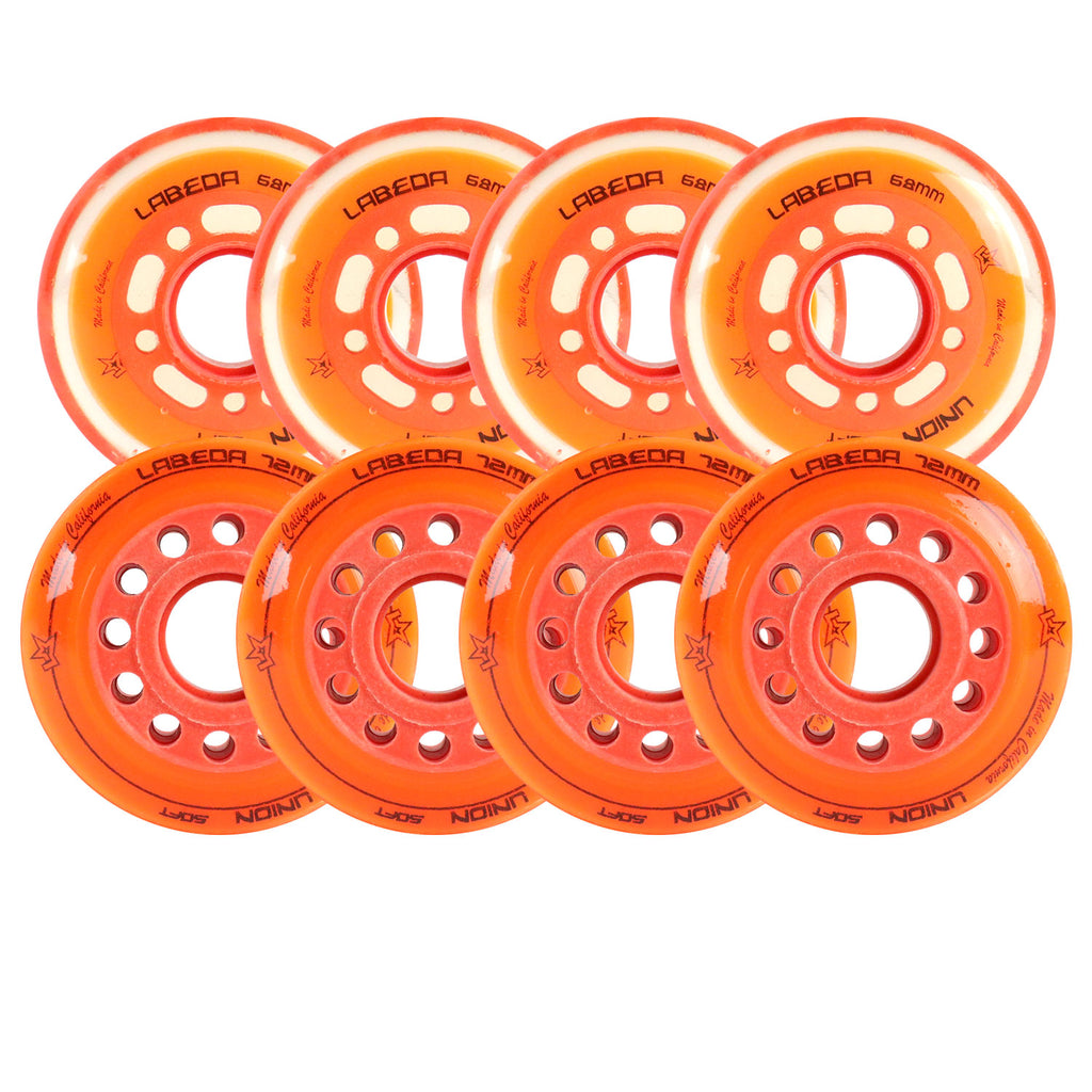 Lot De 8 Roues De Hockey Labeda Union Vert X-Soft 74A - Taille 68/72 Jeunesse - Neuf