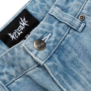 Welcome Skateboard Pants Immortal Loose Straight Denim Washed Blue Jeans Blue