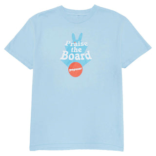 Popwar Skateboards Shirt Praise The Board Light Blue Size XL