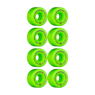 Rollerbones Quad Skate Wheels 62mm x 30mm Logo 98A 8-Pack Green