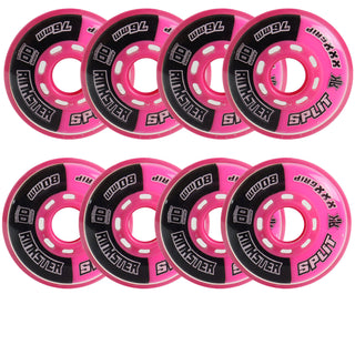 Rink Rat Roller Hockey Wheels Rinkster Split 76mm / 80mm HiLo XXX Grip Black/Pink 8-Pack