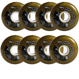 Rink Rat Roller Hockey Wheels Rinkster Ninja Grip 76mm / 80mm HiLo XXX Grip Gold 8-Pack