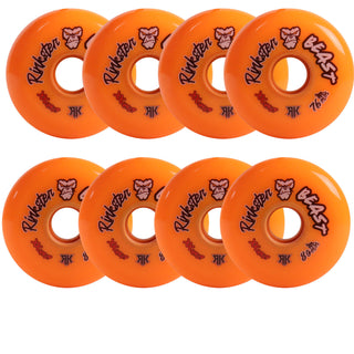 Rink Rat Roller Hockey Wheels Rinkster Beast 76mm / 80mm HiLo XX Grip Orange 8-Pack