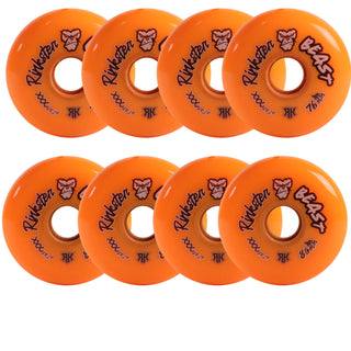 Rink Rat Roller Hockey Wheels Rinkster Beast 76mm / 80mm HiLo XXX Grip Orange 8-Pack