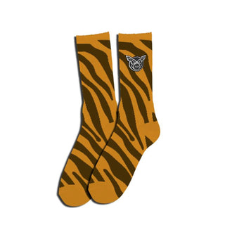 Pig Skateboard Socks Zebra Mustard OS Adult Crew